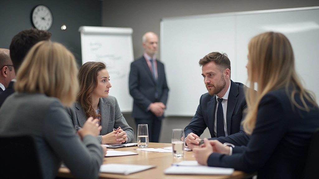 Geavanceerde Nederlandse grammatica-workshop met professionals die discussiëren