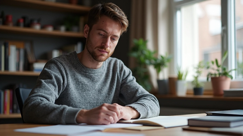 Professionele afbeelding van een student die geavanceerde Nederlandse taalstudies doet met vakkundige bronnen en referentiematerialen